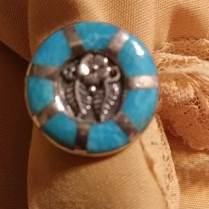 MEN'S- SANTA FE TURQUOISE *INLAY* STERLING RING SIZE 11